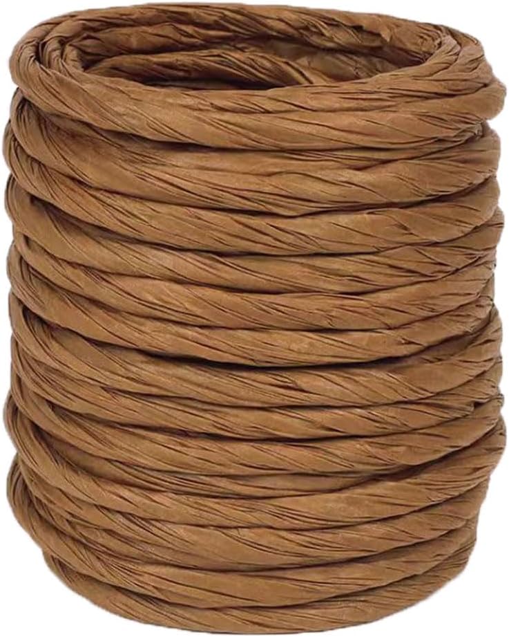 ALLWSLucky 15Yard Raffia Paper Ribbon, 4mm Paper String Colorful Twisted Paper Craft Rope Wrapping Ribbon for DIY Making Flower Basket, Gift Wrapping,Party Decor (Coffee Color) - Image 1